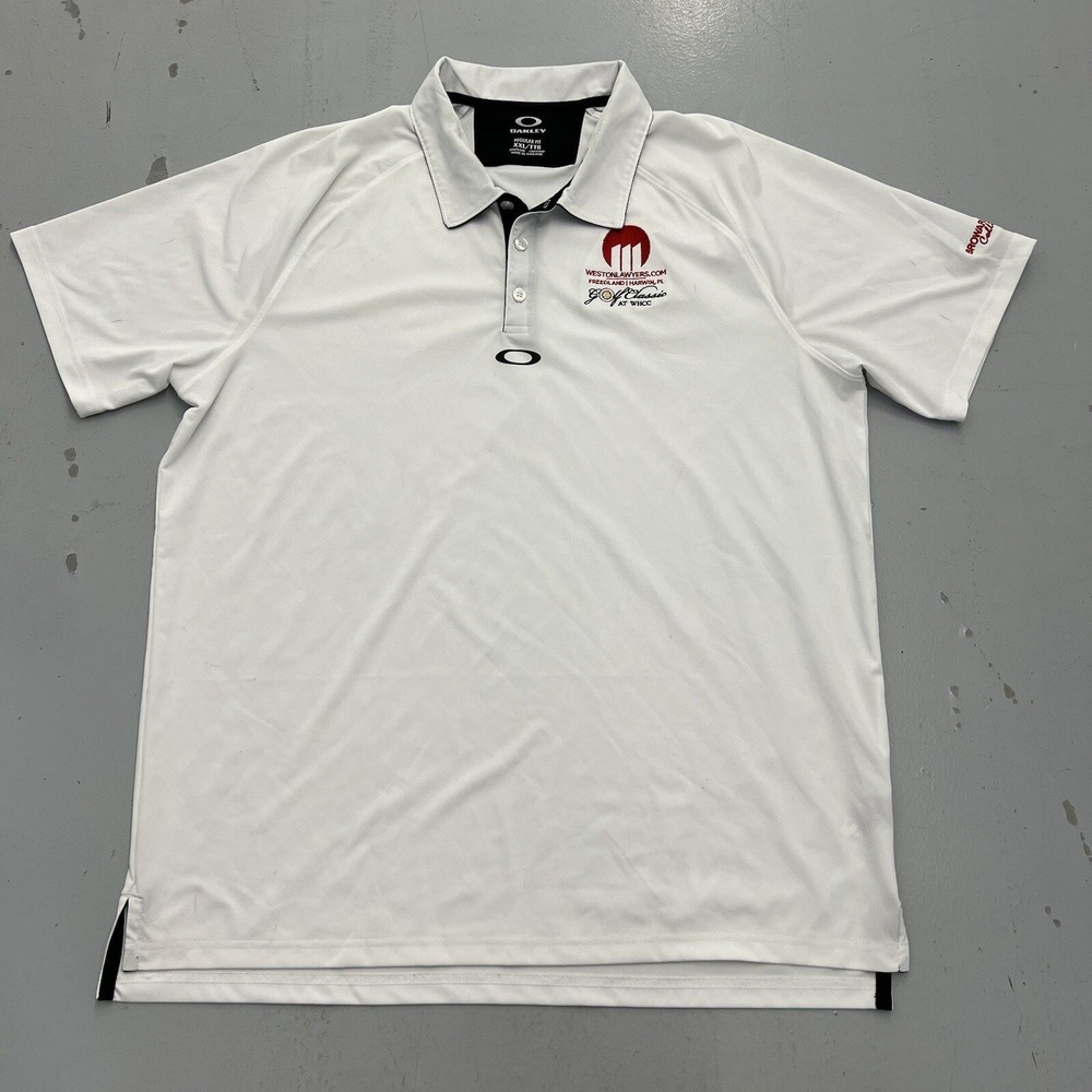 Oakley Mens XXL White Golf Polo O Hydrolix Short Sleeve Athletic Shirt Good